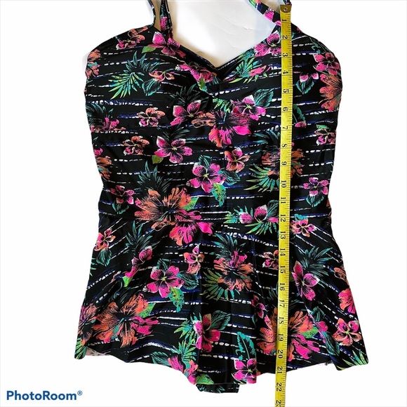 ATTARCO One Piece Swim w/Skirt Tropical Floral XL - Picture 4 of 8